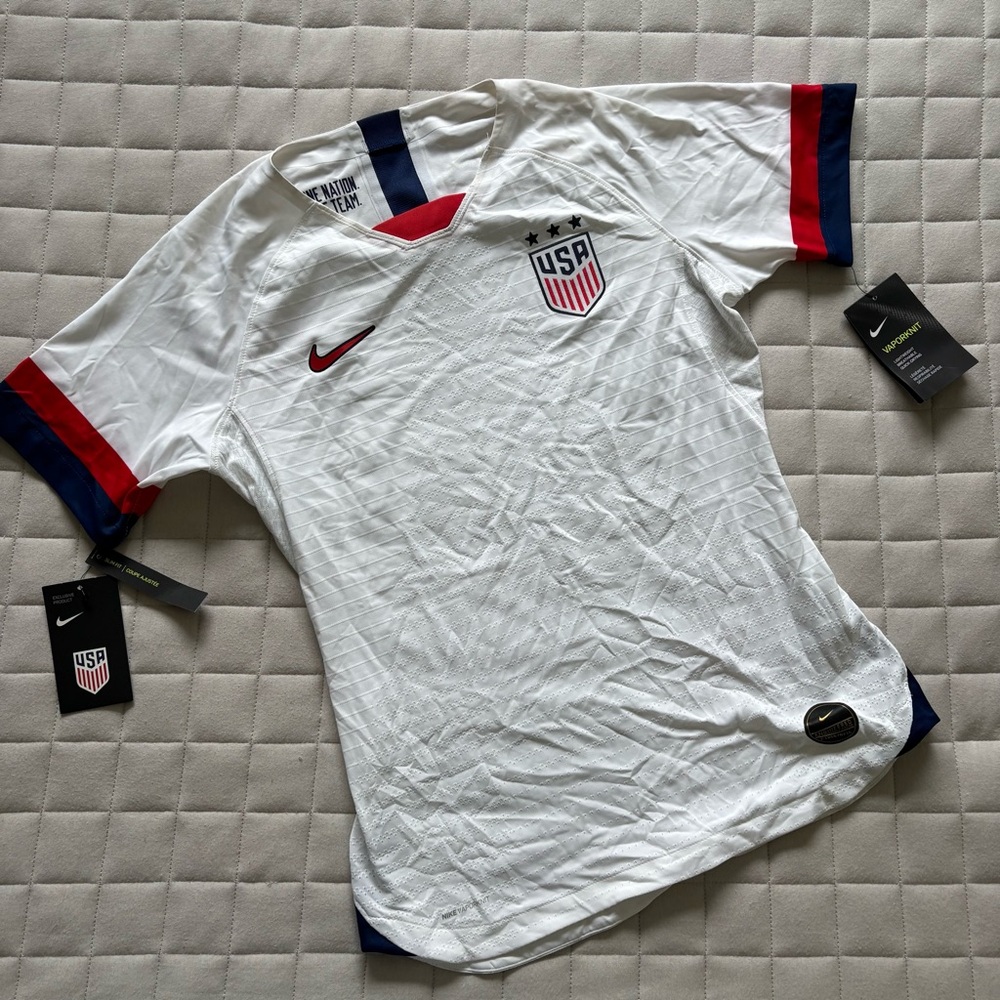 Nike Women’s White USA Soccer Jersey with Red and Blue Details